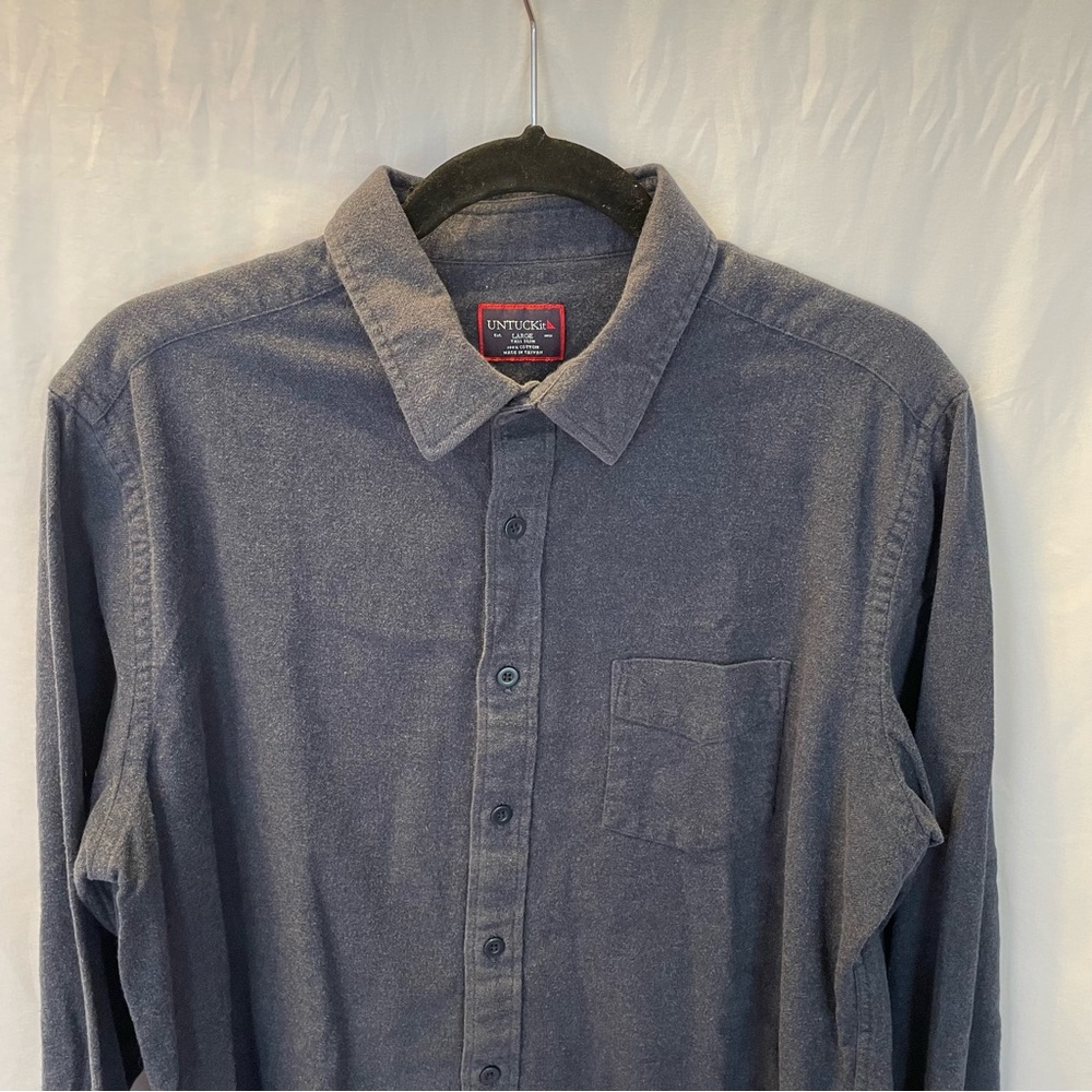 UNTUCKit Mens Large Tall Slim Flannel Long Sleeve Button Down Front Cotton Shirt - Picture 5 of 12